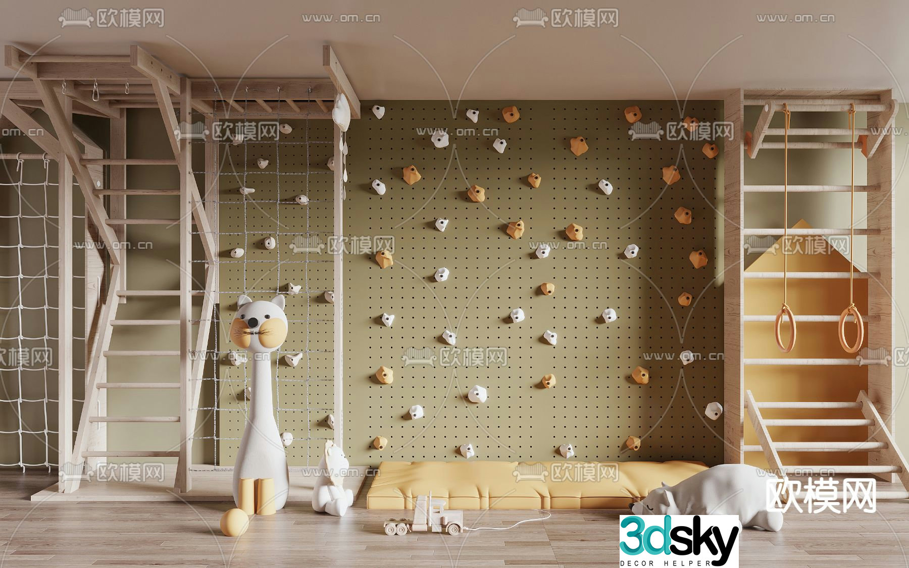 Rock climbing wall climbing frame physical training 3d model