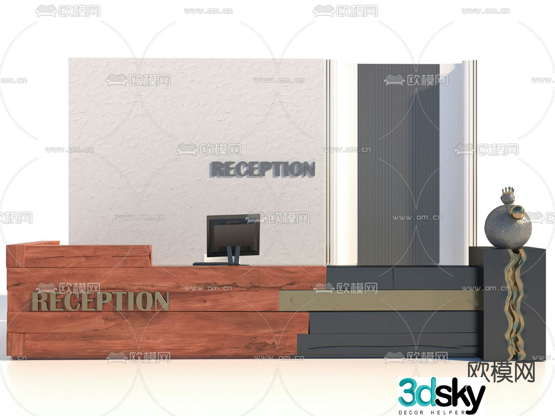 Front desk reception desk service desk cashier 3d model