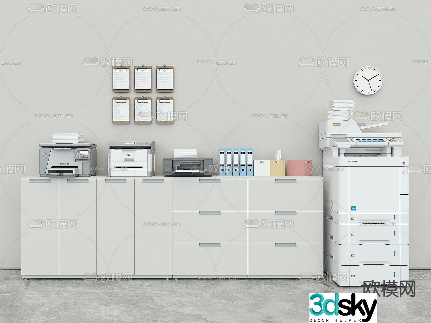 locker file cabinet printer copier 3d model