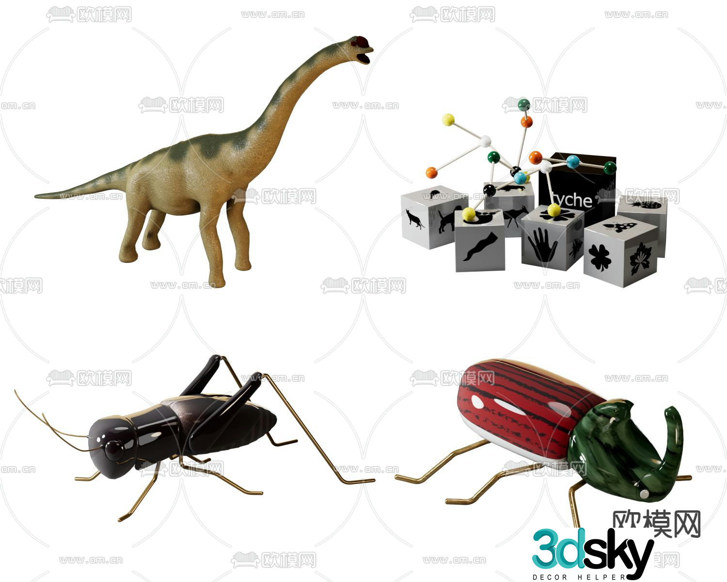 toys animal soft clay dinosaur insect 3d model