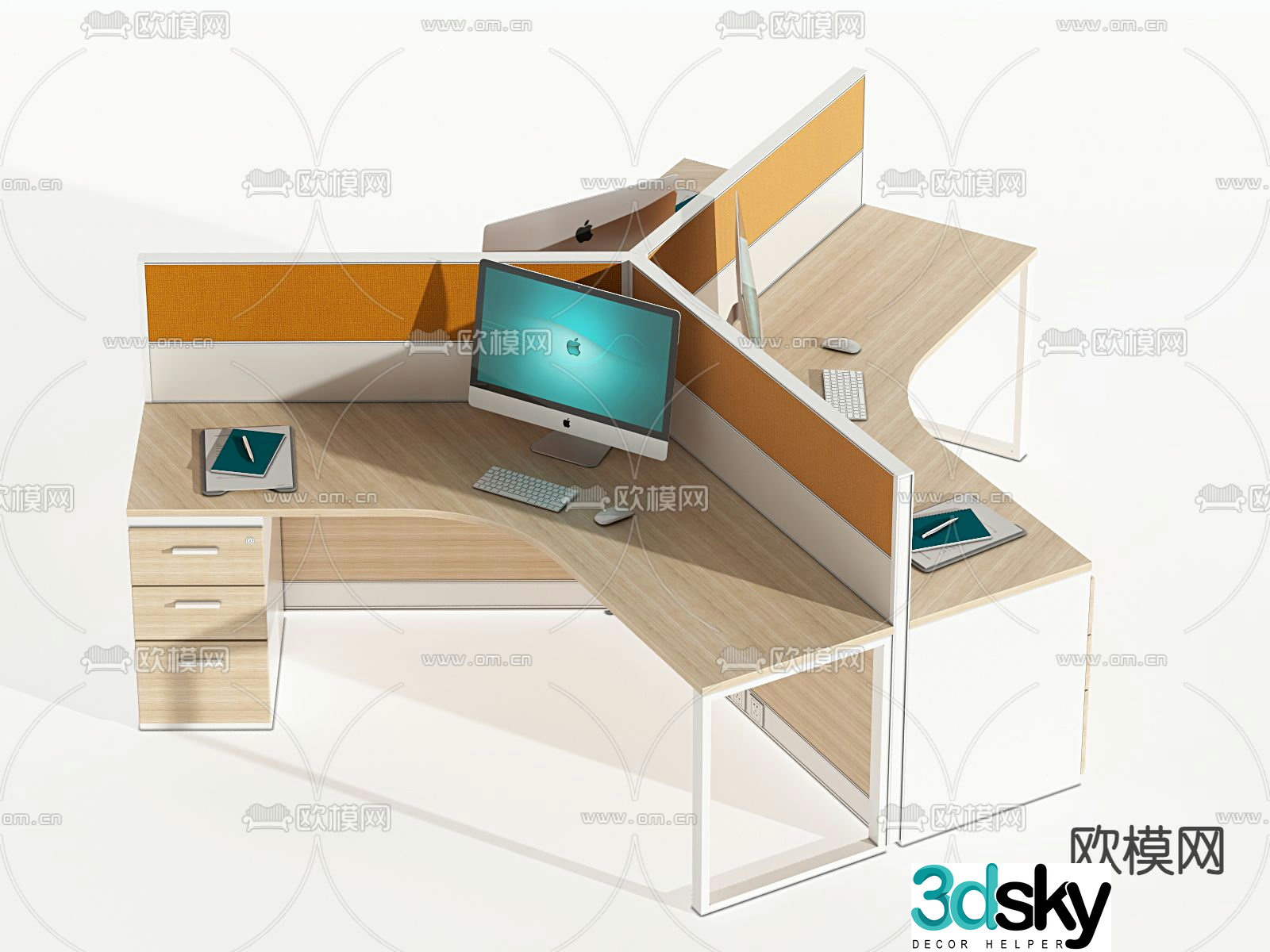 desk workstation 3d model