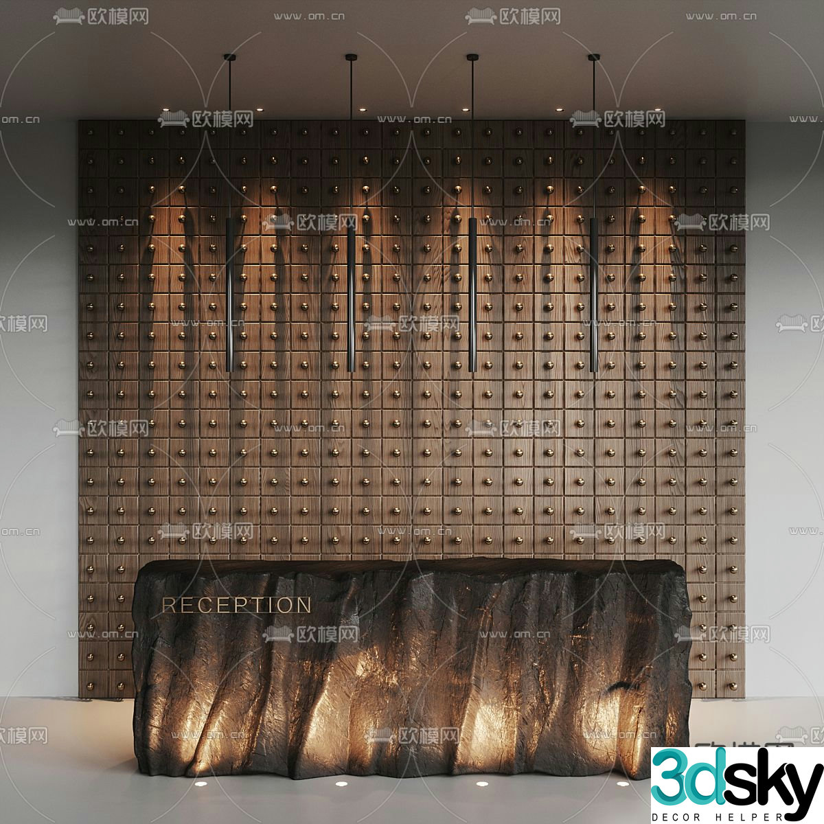 Wabi Sabi front desk reception desk information desk 3d model