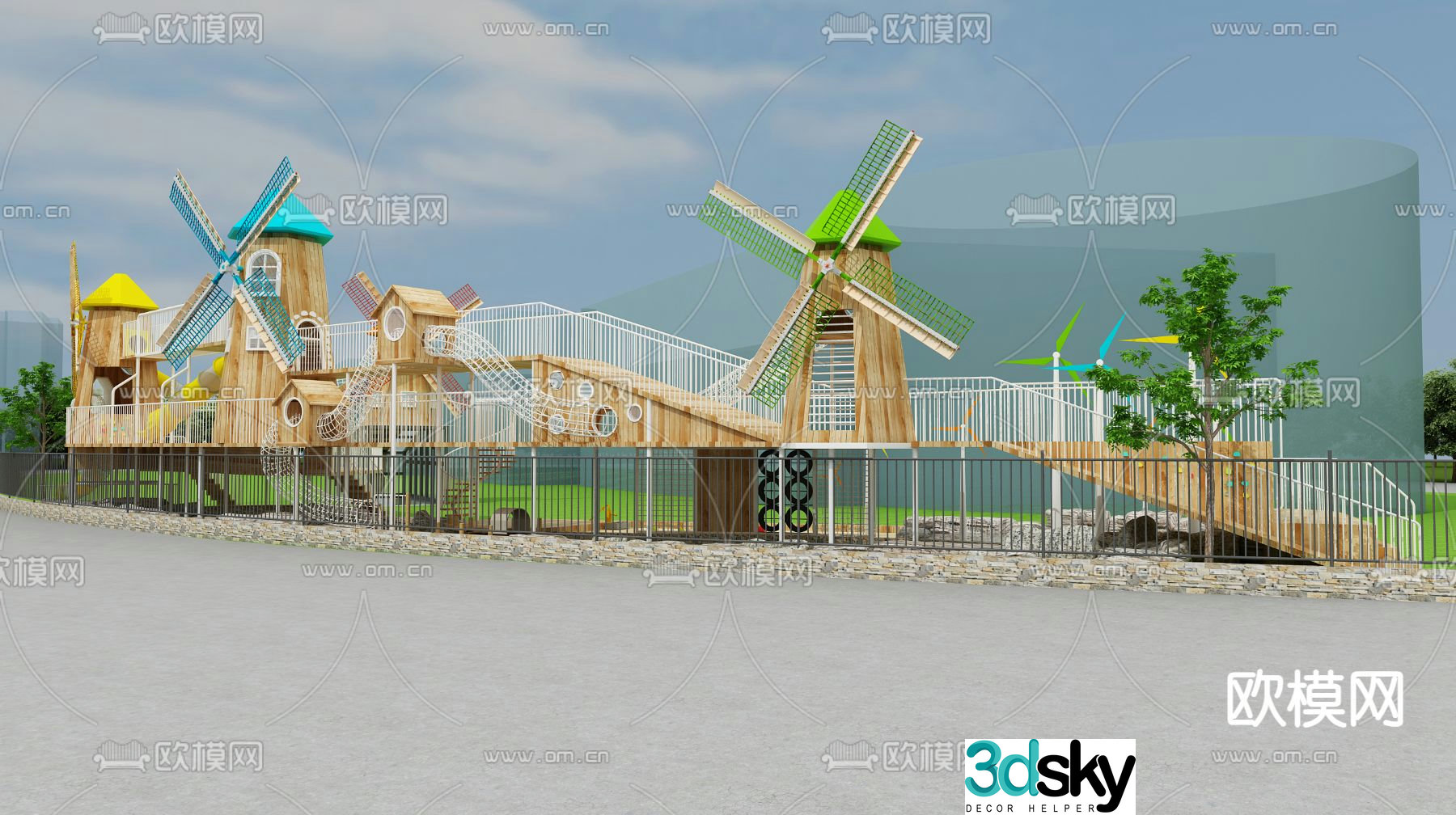 Amusement equipment slide windmill cabin 3d model