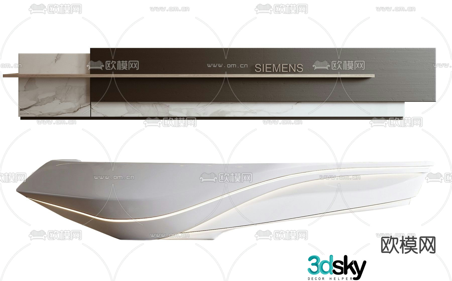 Front desk reception desk service desk 3d model