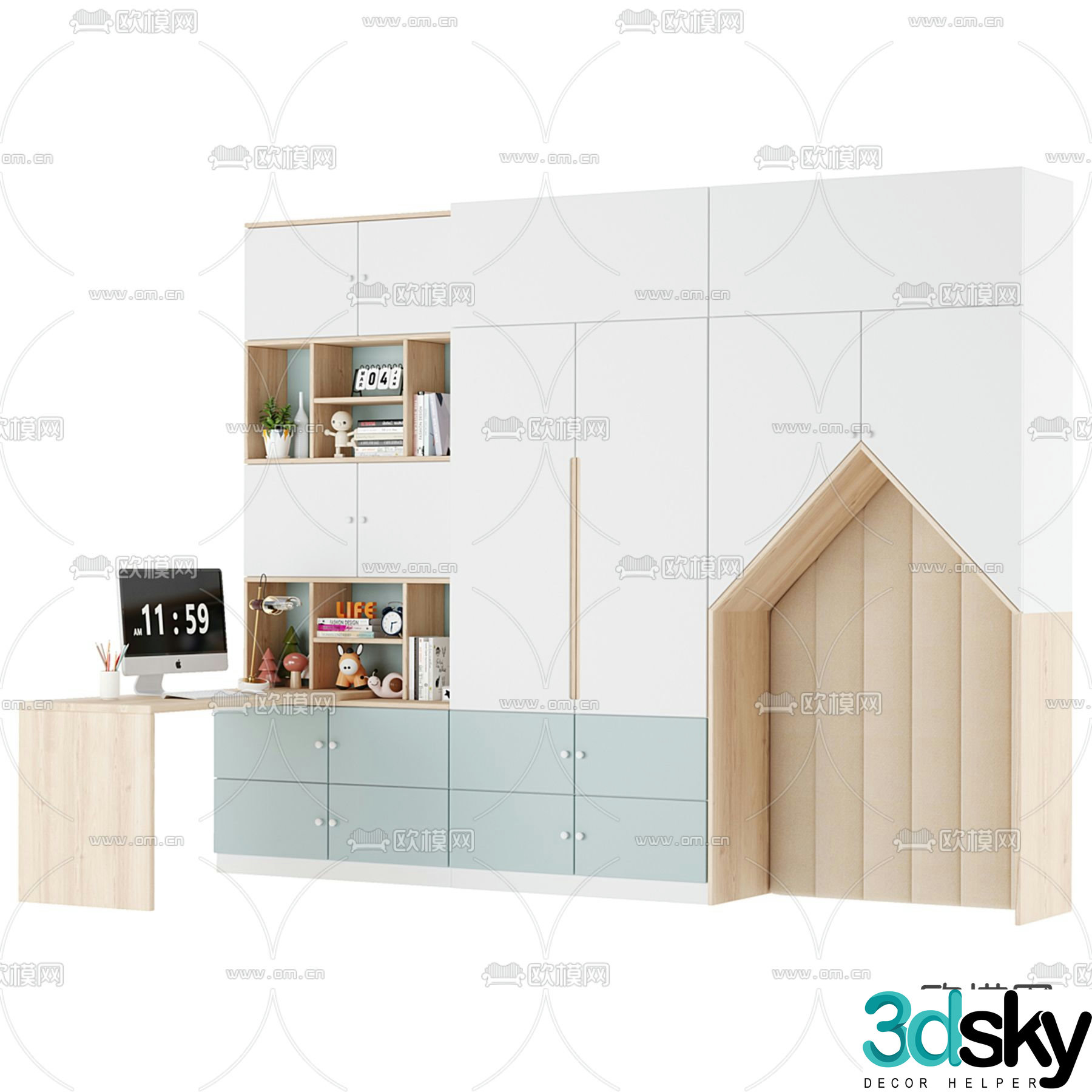 Children’s bookcase decorative cabinet 3d model