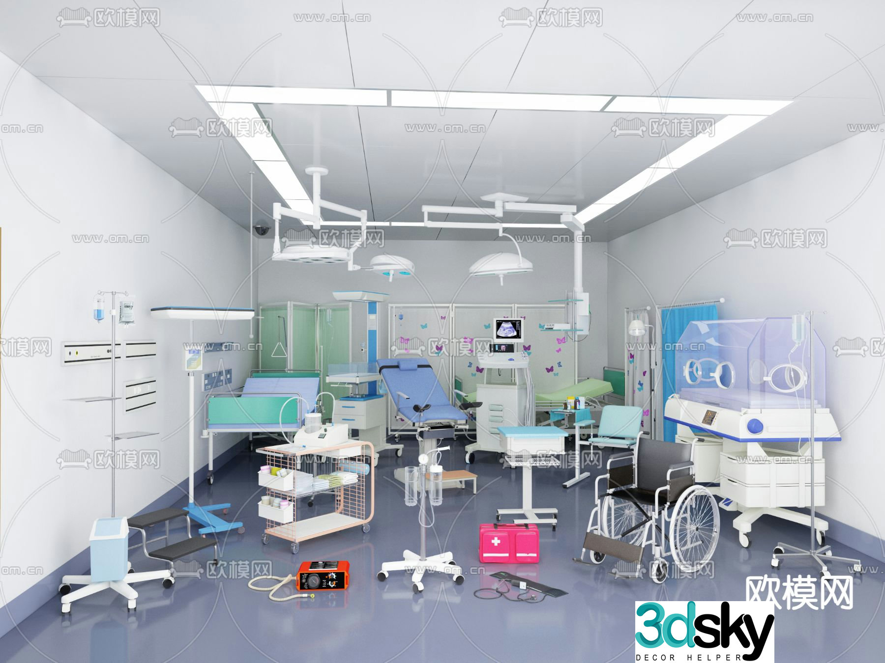 medical equipment first aid kit wheelchair 3d model