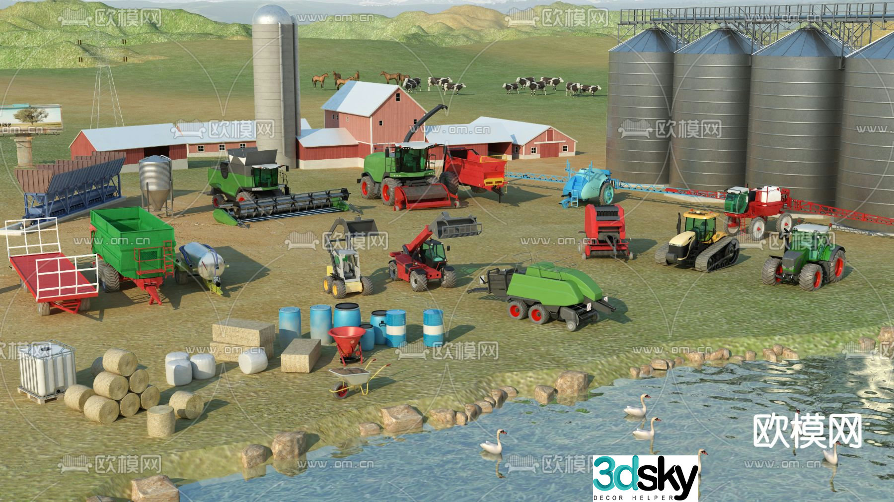 Agricultural vehicle agricultural machinery harvester tractor 3d model