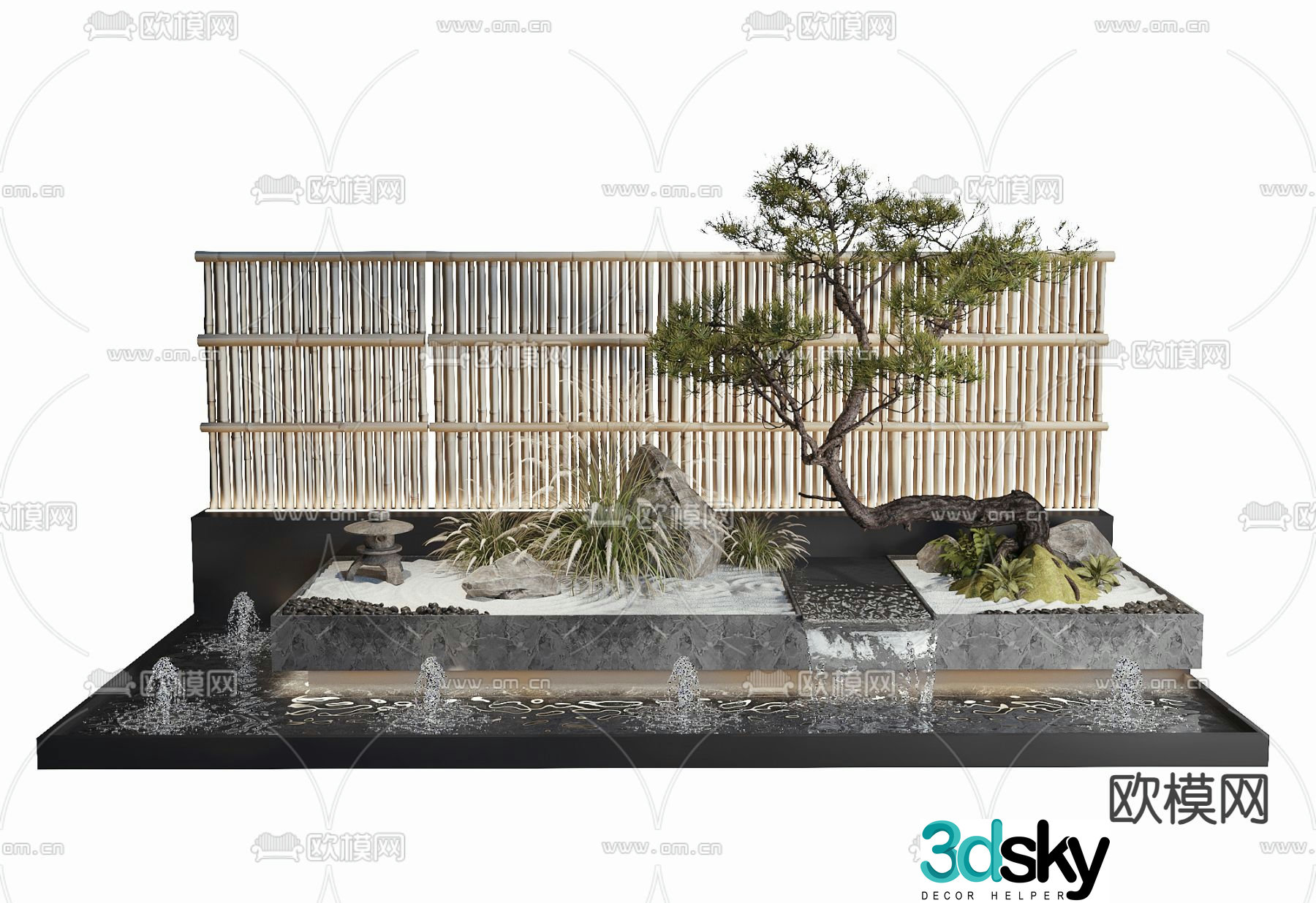 Waterscape landscape fountain flowing water 3d model