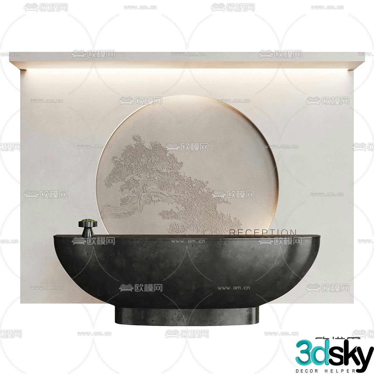 wabi-sabi front desk reception desk service desk 3d model