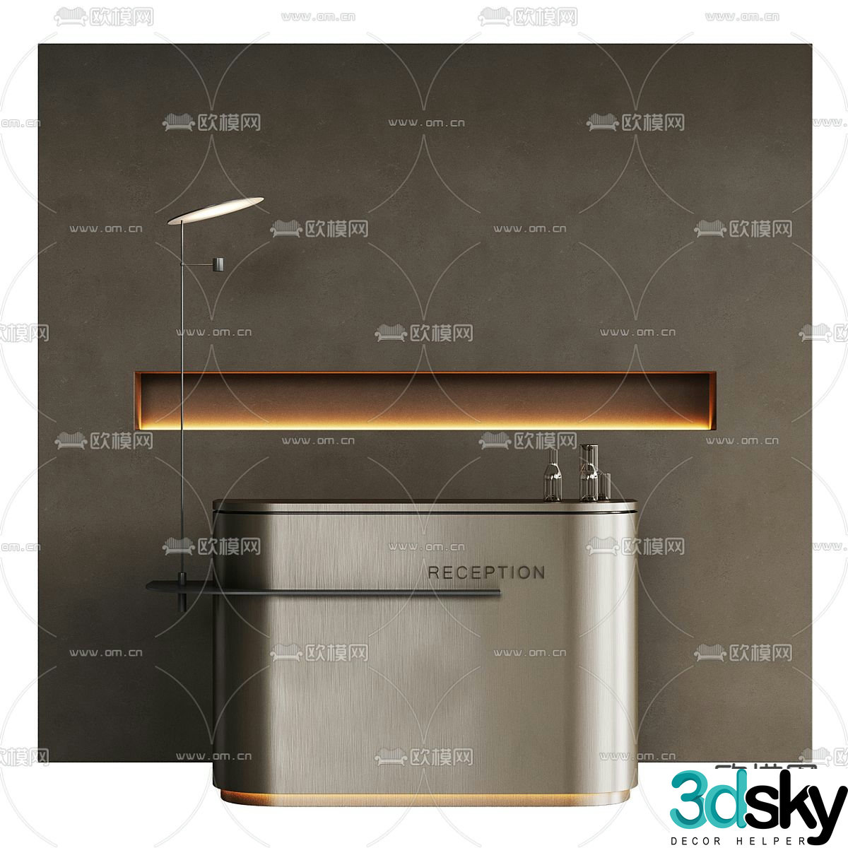 Front desk reception desk service desk 3d model