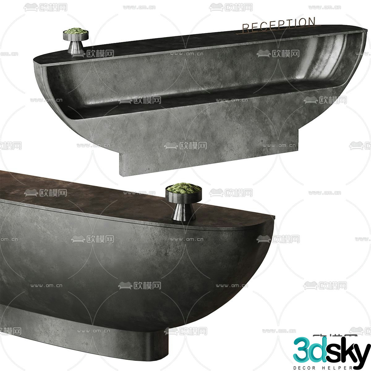 Front desk reception desk 3d model