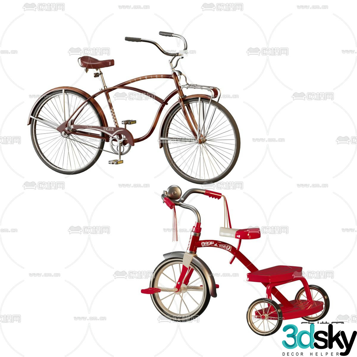 Bicycle children’s tricycle 3d model