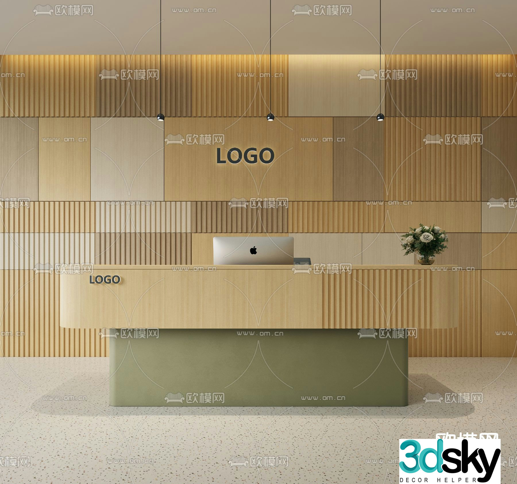 Front desk reception desk service desk 3d model