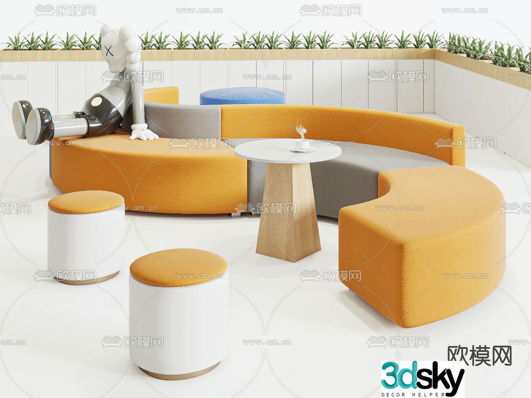 Office sofa lobby sofa public sofa 3d model