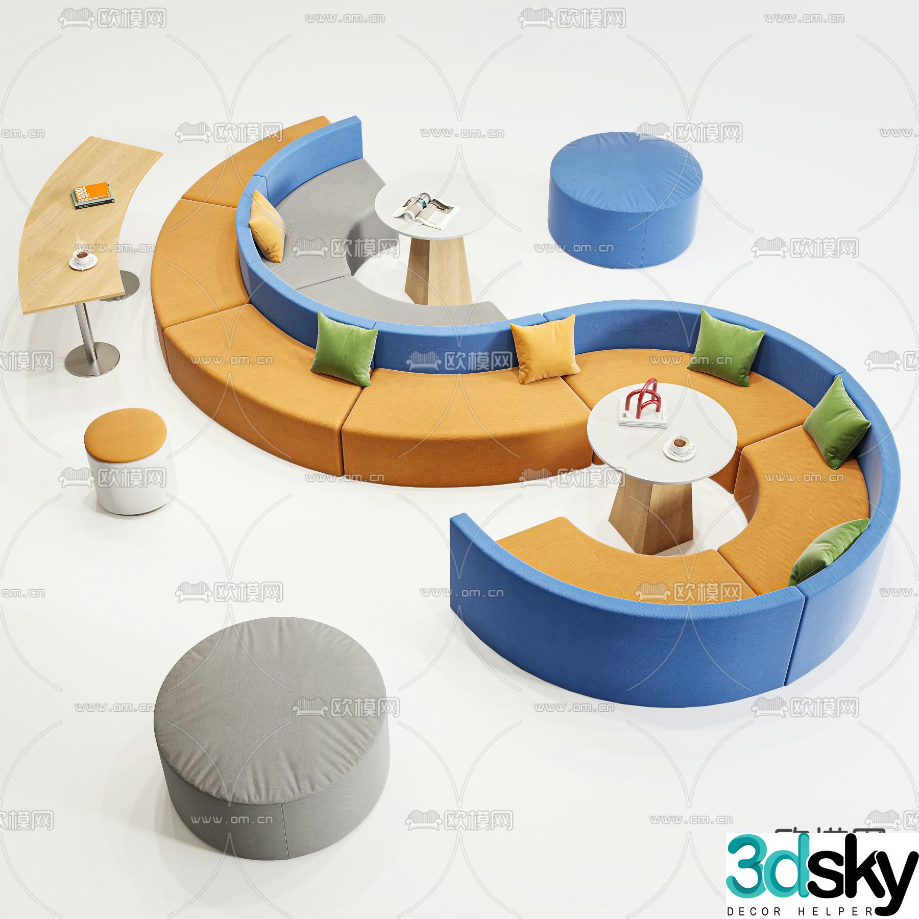 Office sofa lobby sofa public sofa 3d model