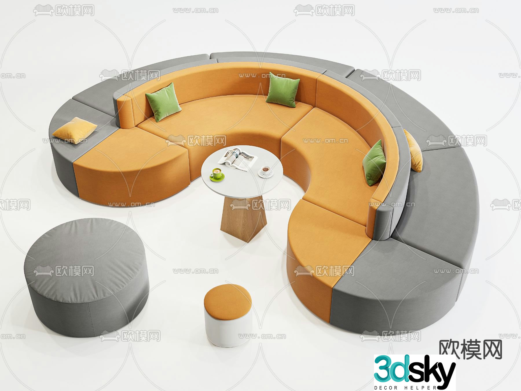 Office sofa lobby sofa public sofa 3d model