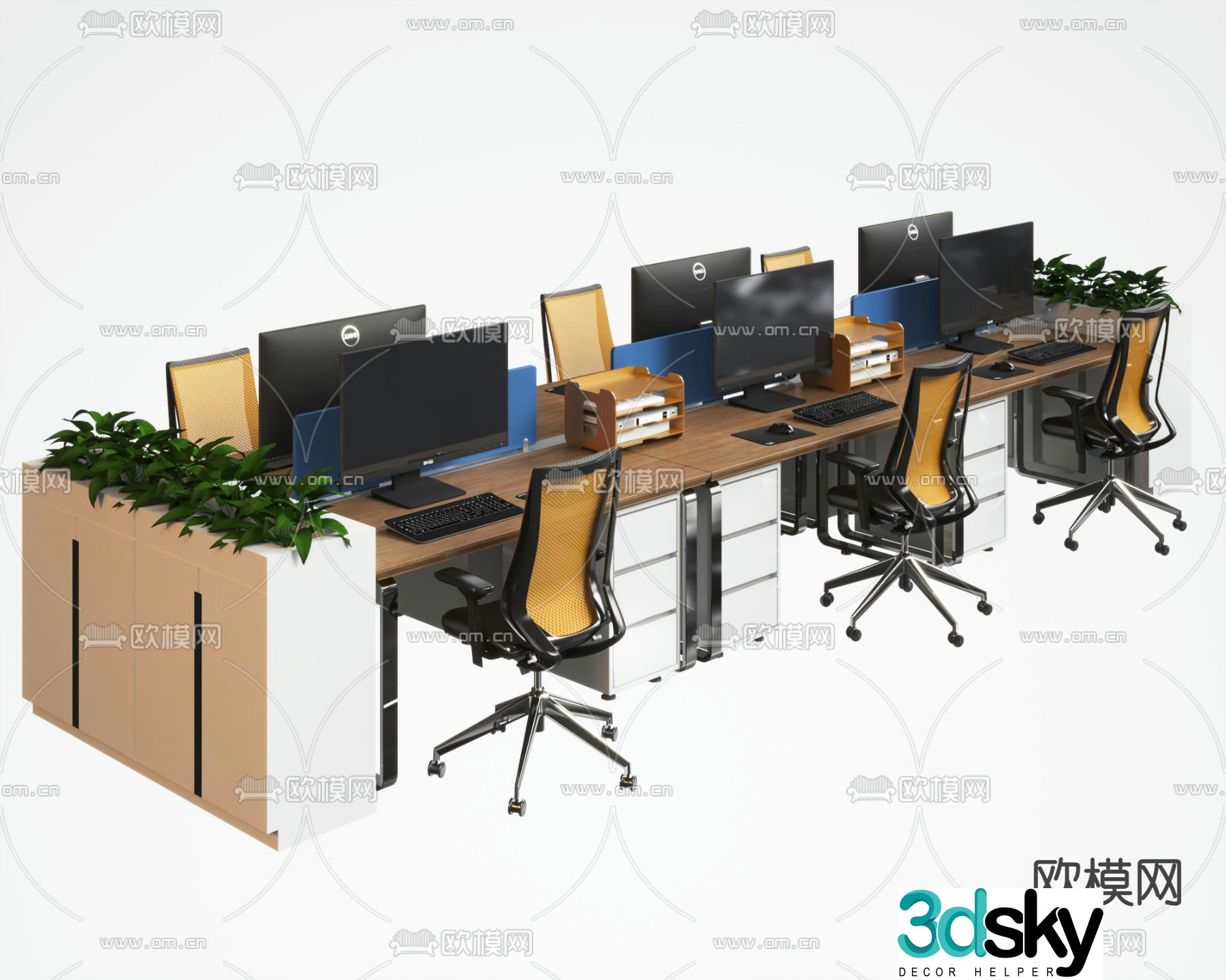 Card space desk workstation 3D model