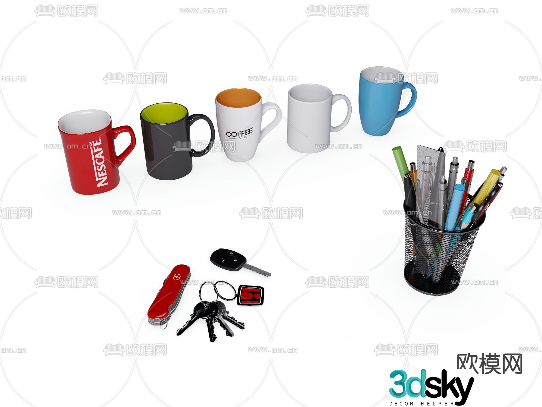 Office supplies stationery water cup 3d model