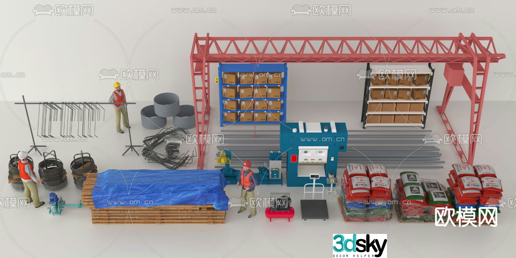 Industrial equipment warehouse equipment shelves 3d model