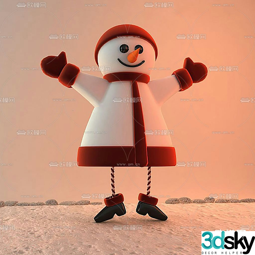 christmas snowman doll toy 3d model