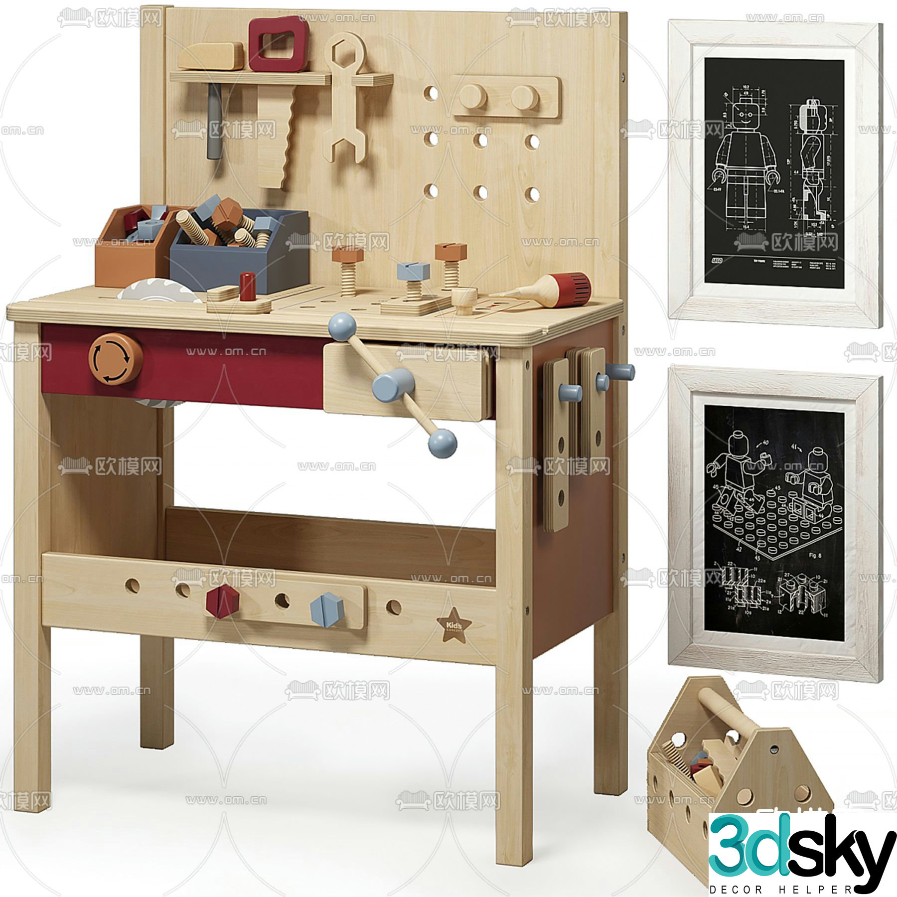 Children’s game table tool table 3d model