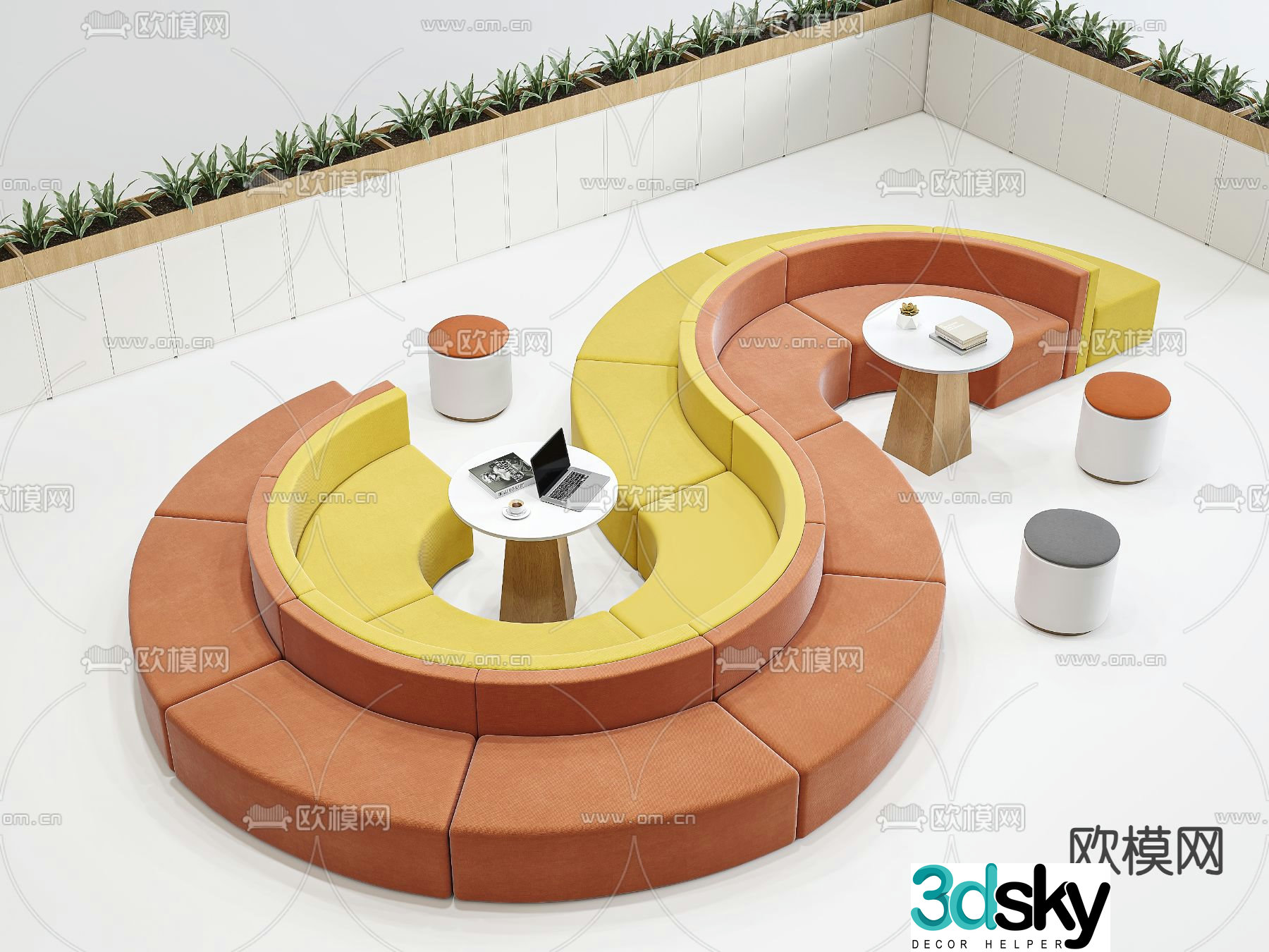 Office sofa lobby sofa public sofa 3d model