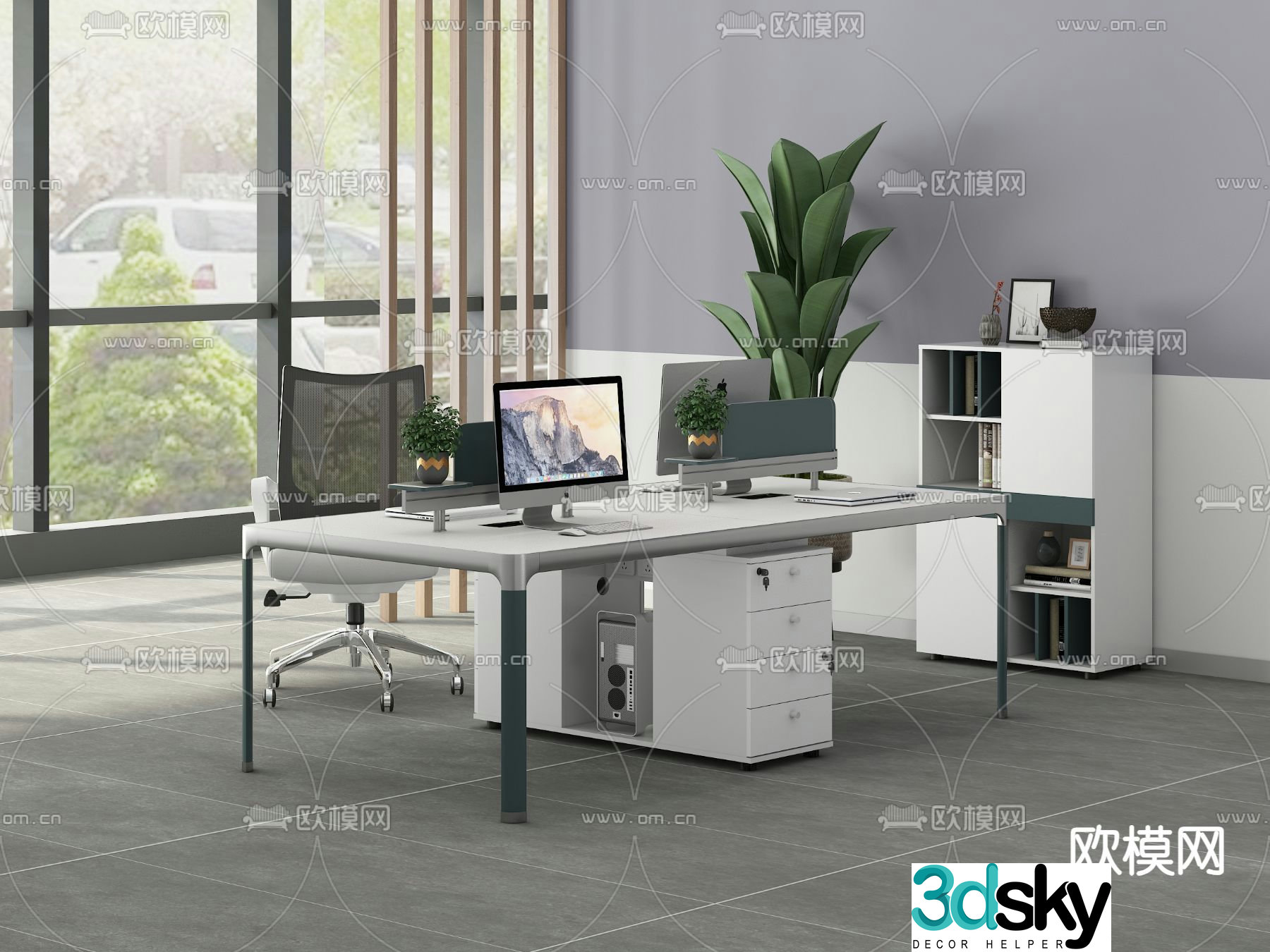 Card space desk workstation 3D model
