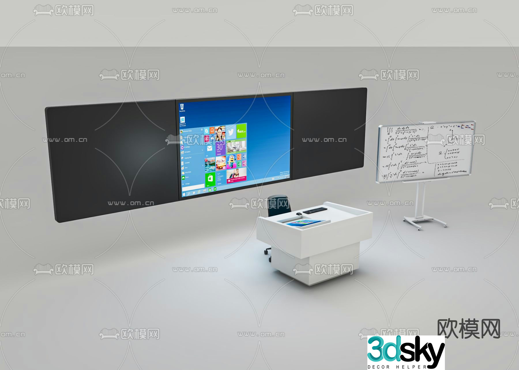 blackboard whiteboard podium 3d model