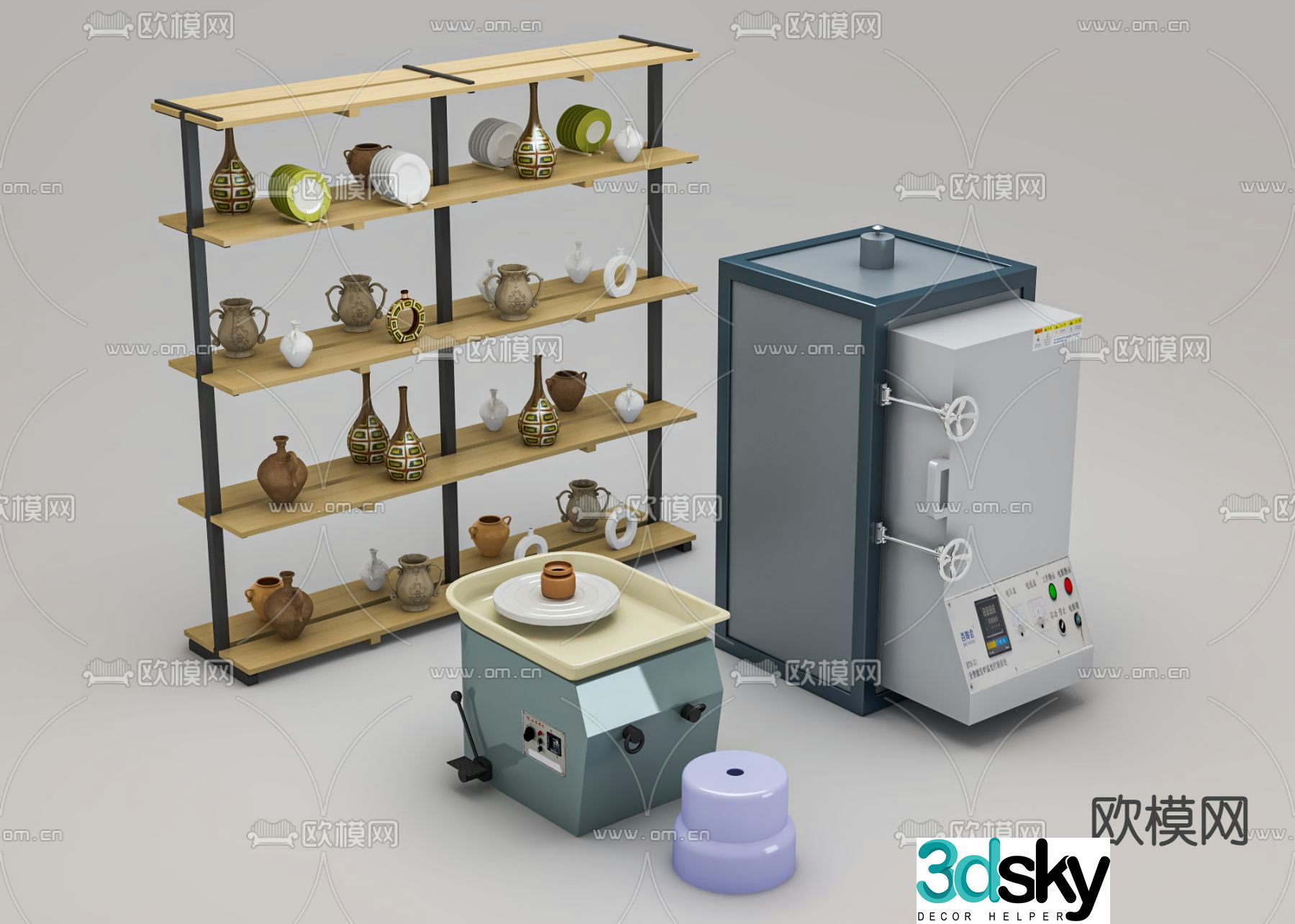Ceramic drawing machine electric kiln machine 3D model