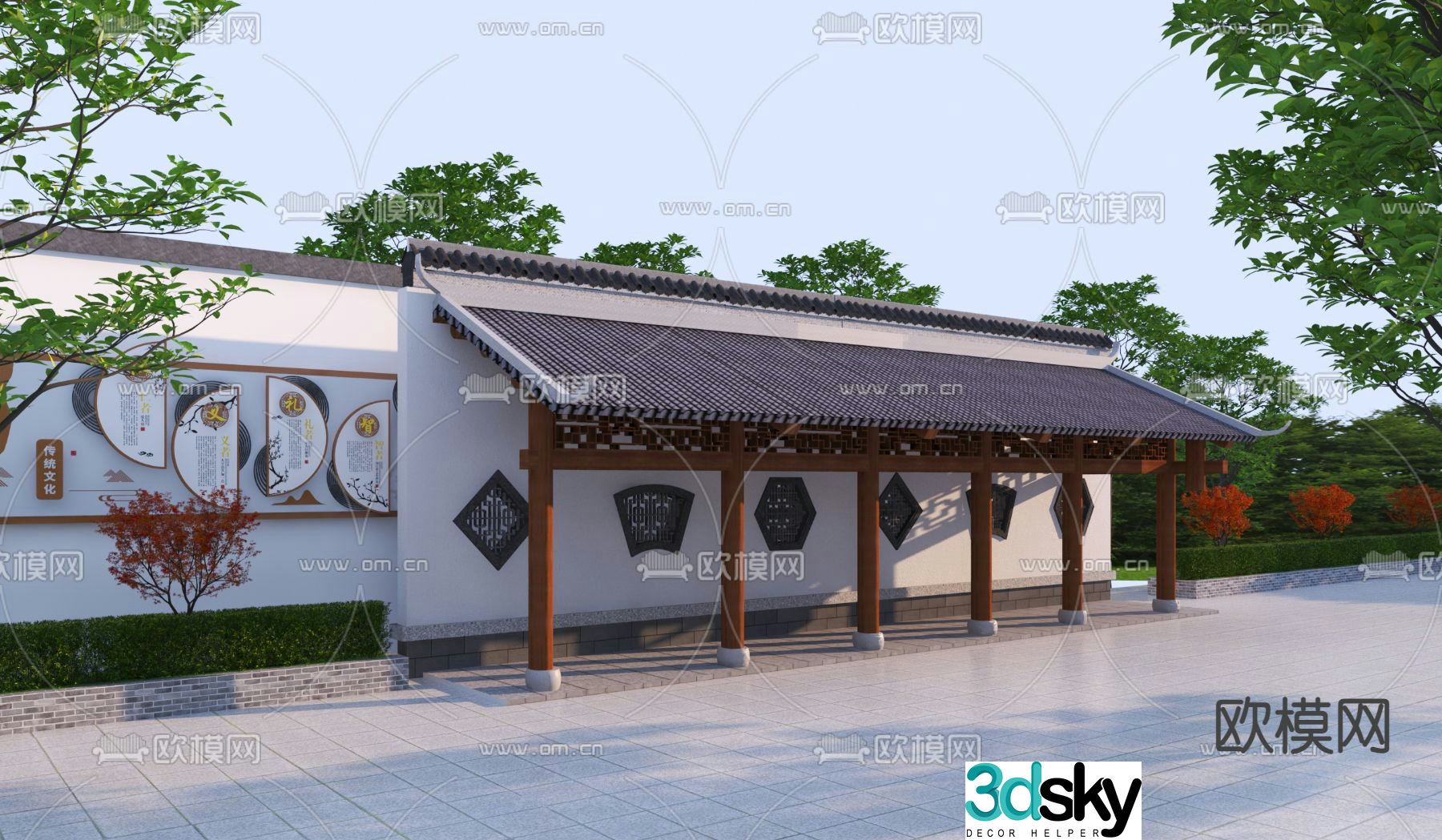 Chinese style gallery frame 3D model