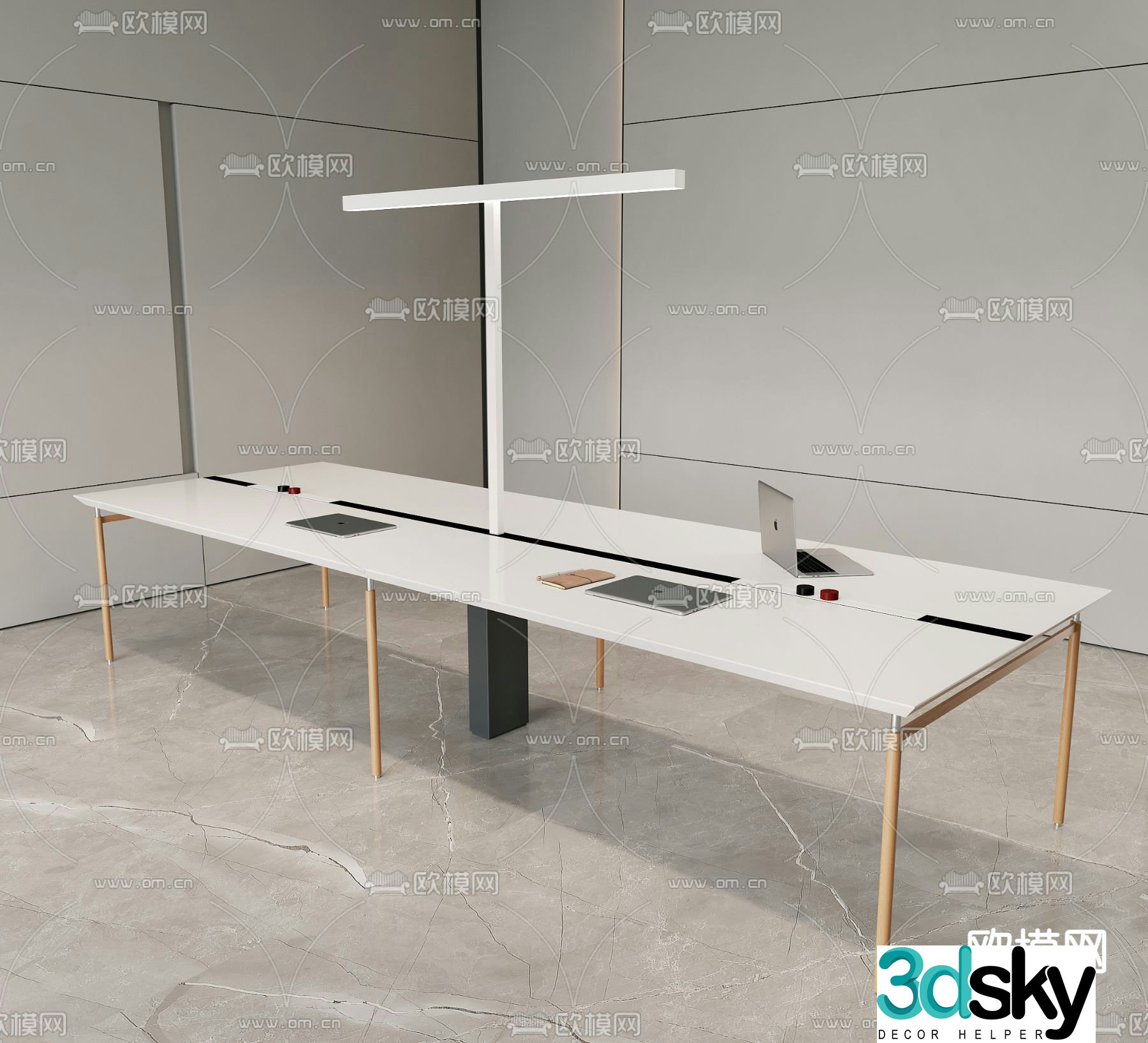 office desk conference table 3d model