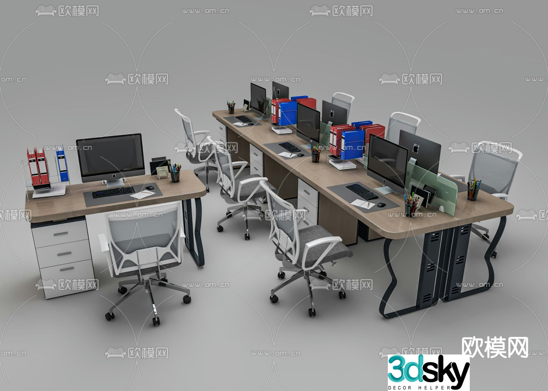 Card space desk workstation 3D model