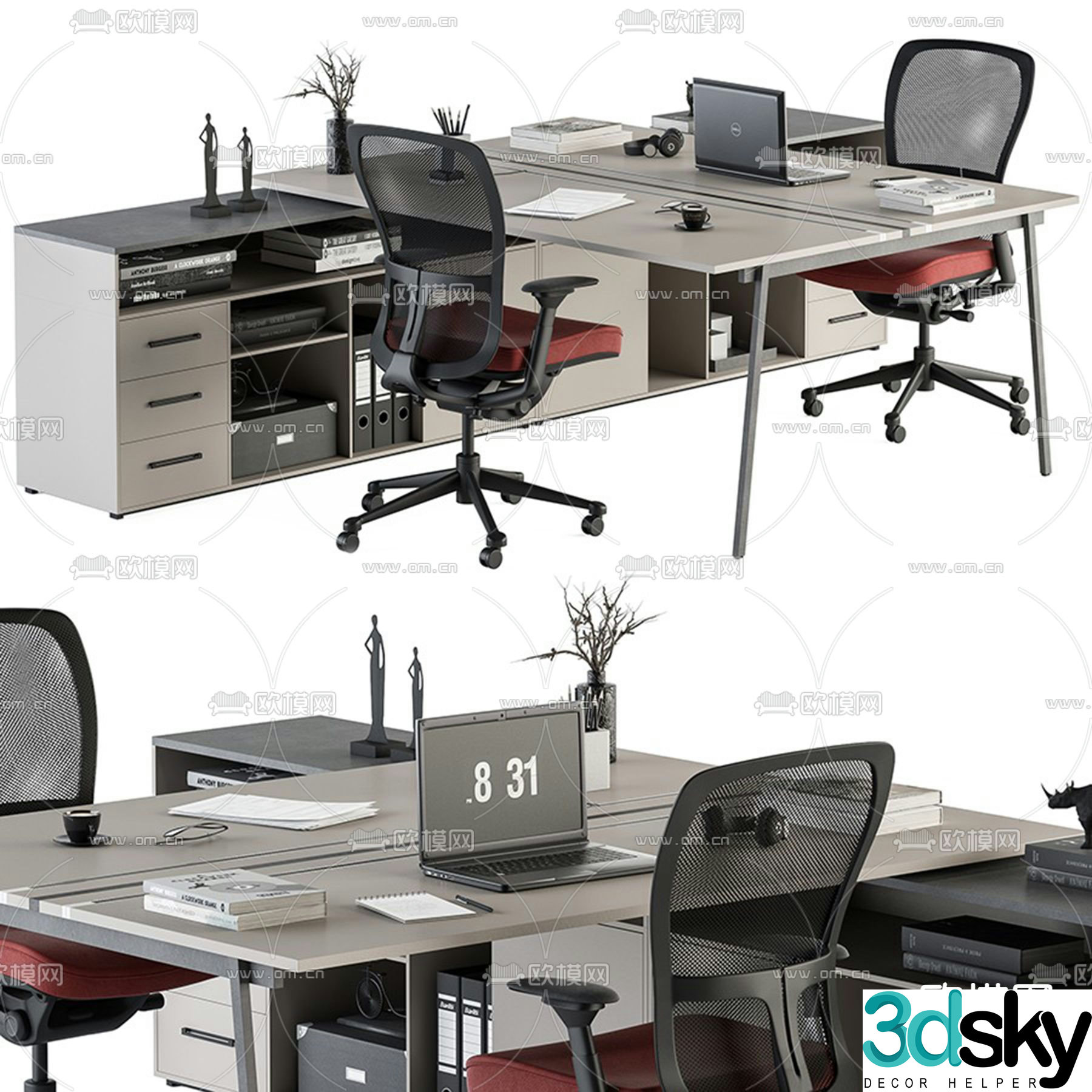 Card space desk workstation 3D model