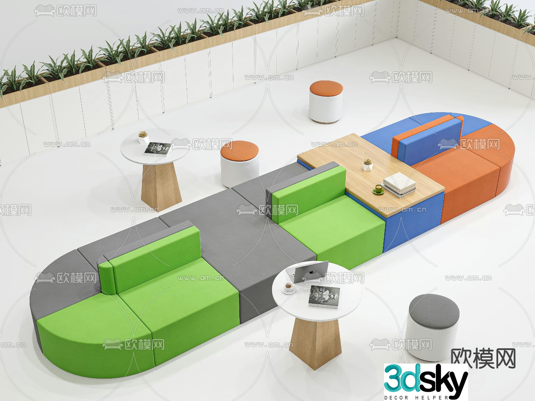 Office sofa lobby sofa public sofa 3d model