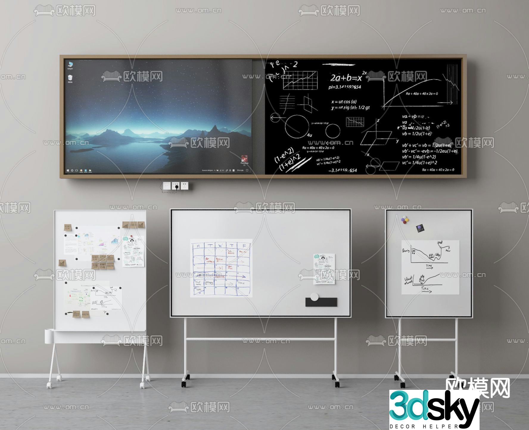 writing board drawing board blackboard whiteboard 3d model