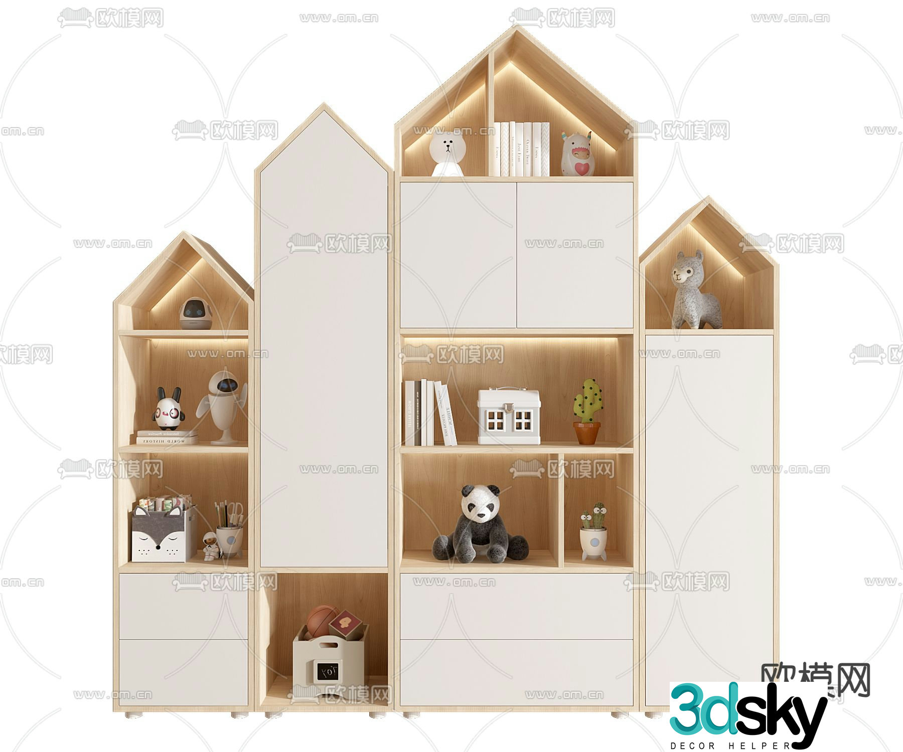 Children’s bookcase storage cabinet 3d model