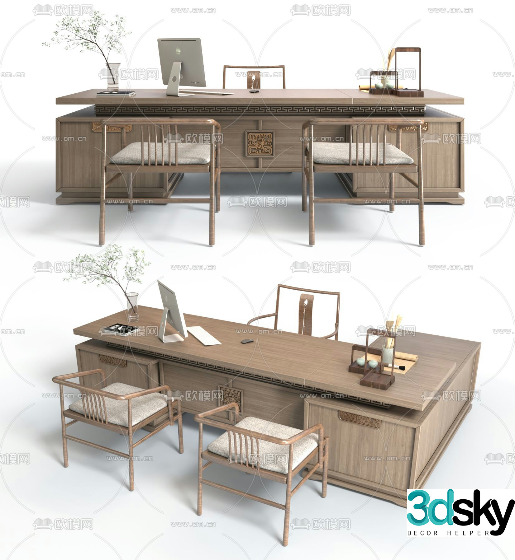 New Chinese desk desk 3d model