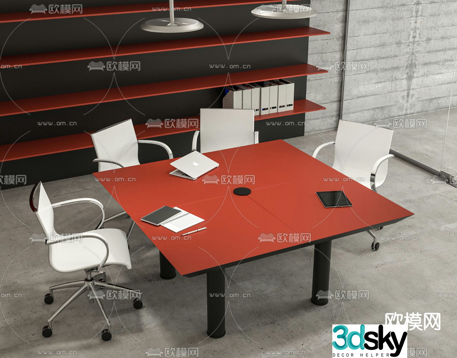 conference table office desk 3d model