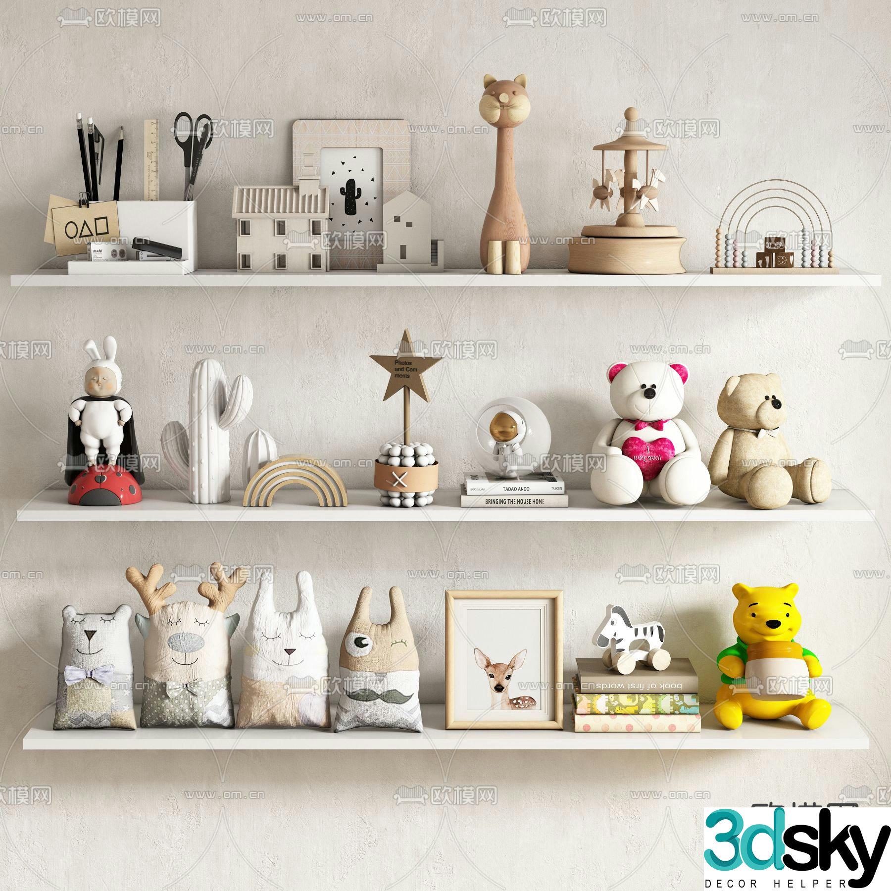 Children’s ornaments dolls toys books 3d model