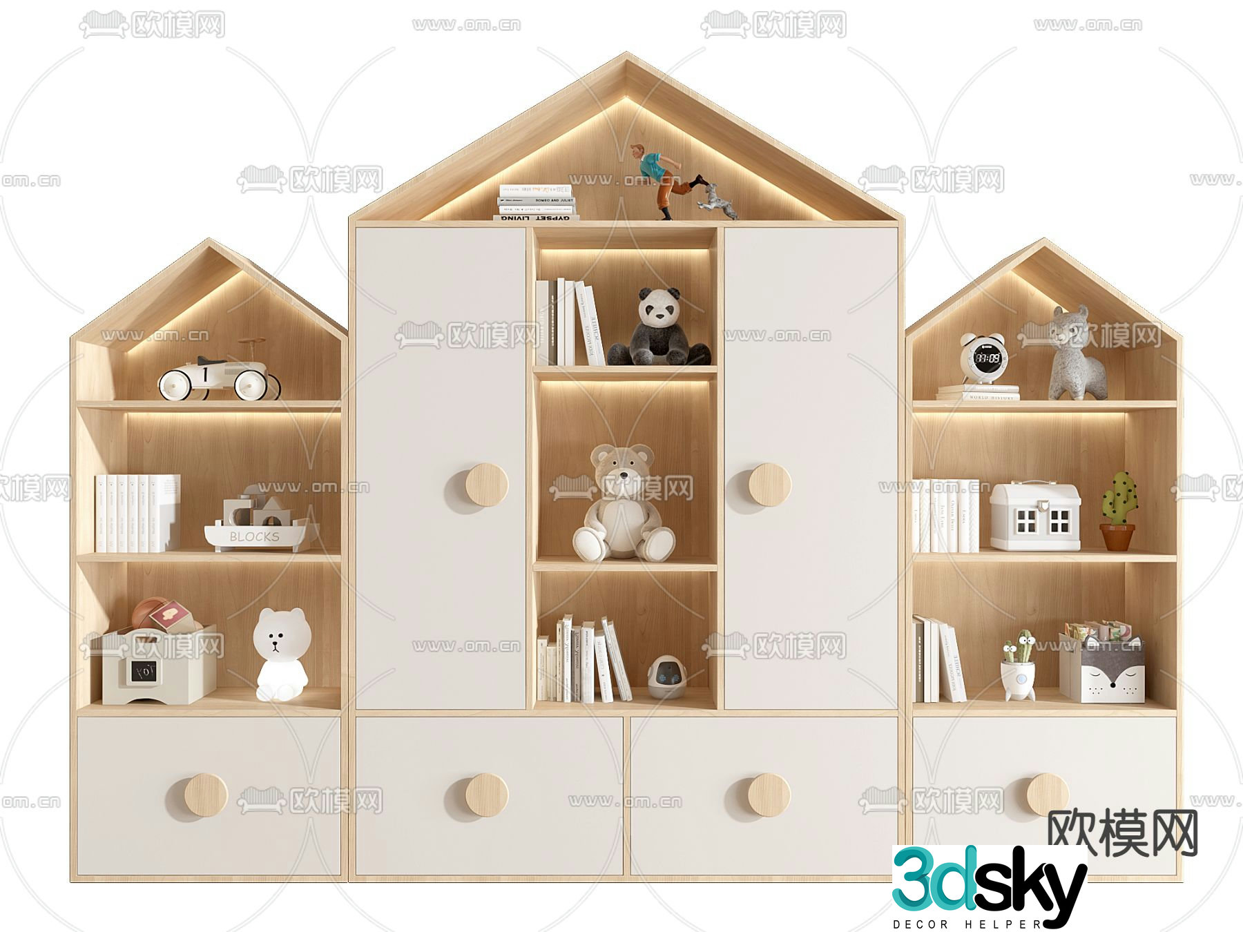 Children’s bookcase storage cabinet 3d model