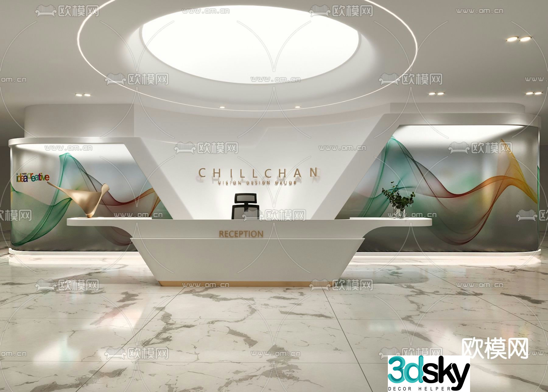 Front desk reception desk service desk 3d model