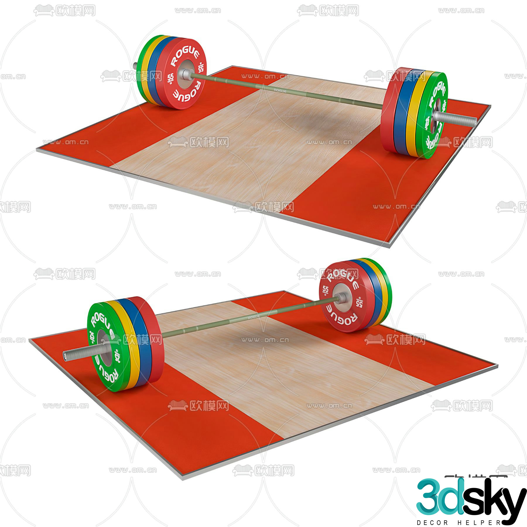 Fitness equipment dumbbell weightlifting barbell 3d model