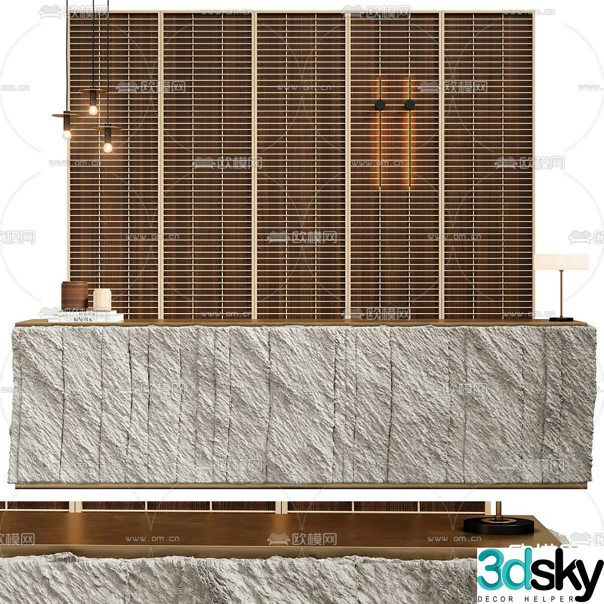 wabi-sabi front desk reception desk service desk 3d model