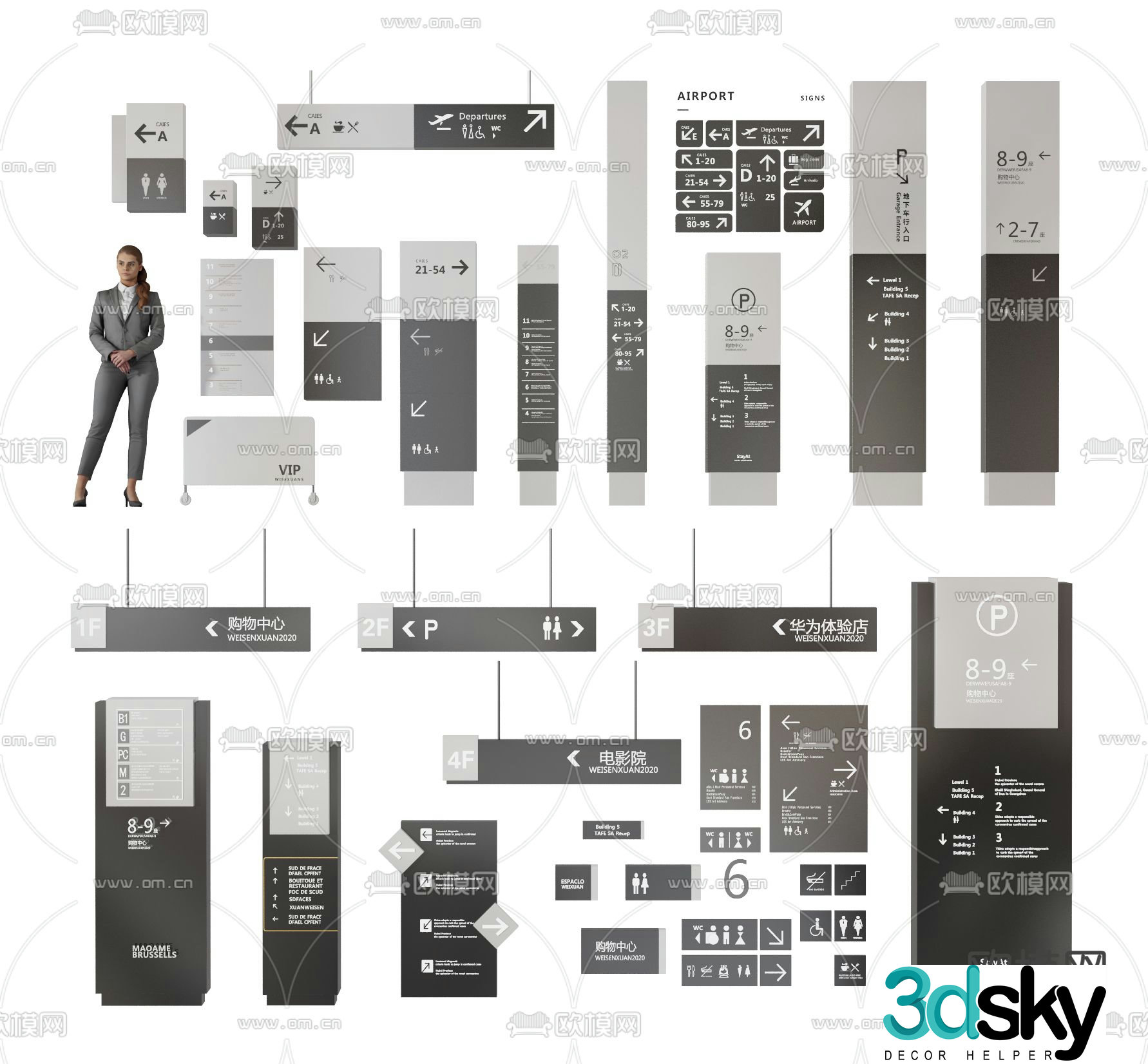signage guide sign 3d model