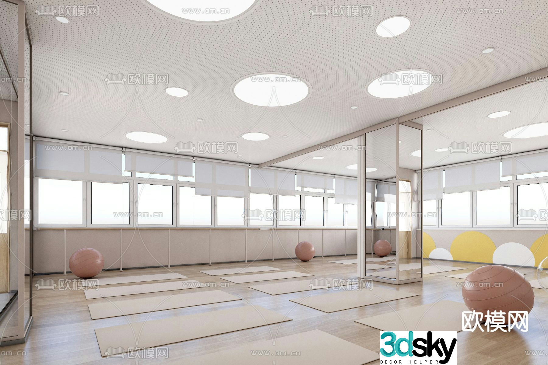 Dance Classroom Yoga Classroom 3d model