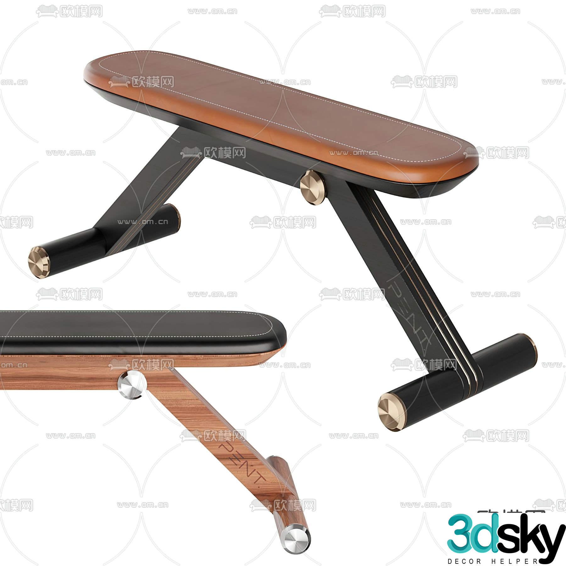 Fitness equipment training bench 3d model