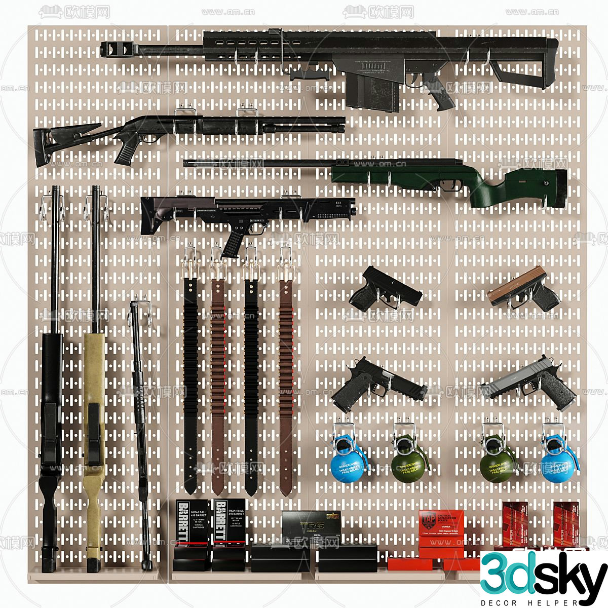 Military weapons machine gun sniper rifle shotgun pistol grenade 3d model