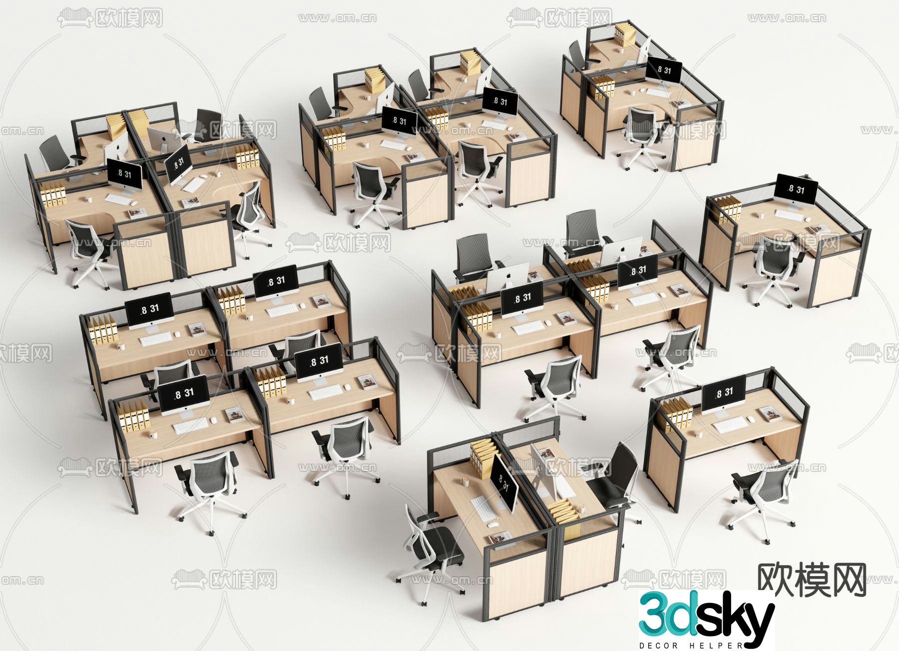 Card space desk workstation 3D model
