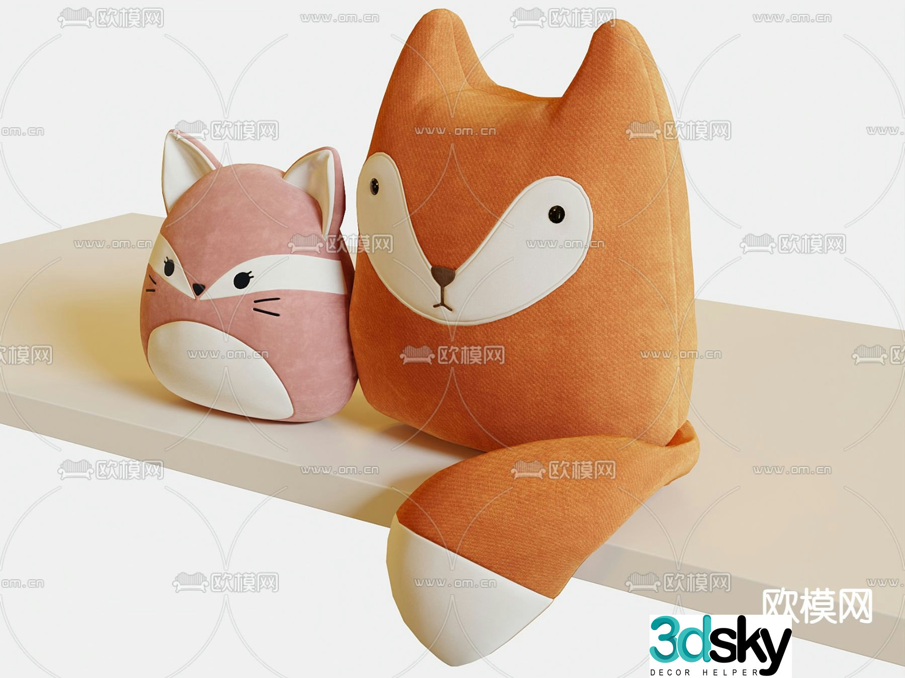 Plush toy fox doll 3d model