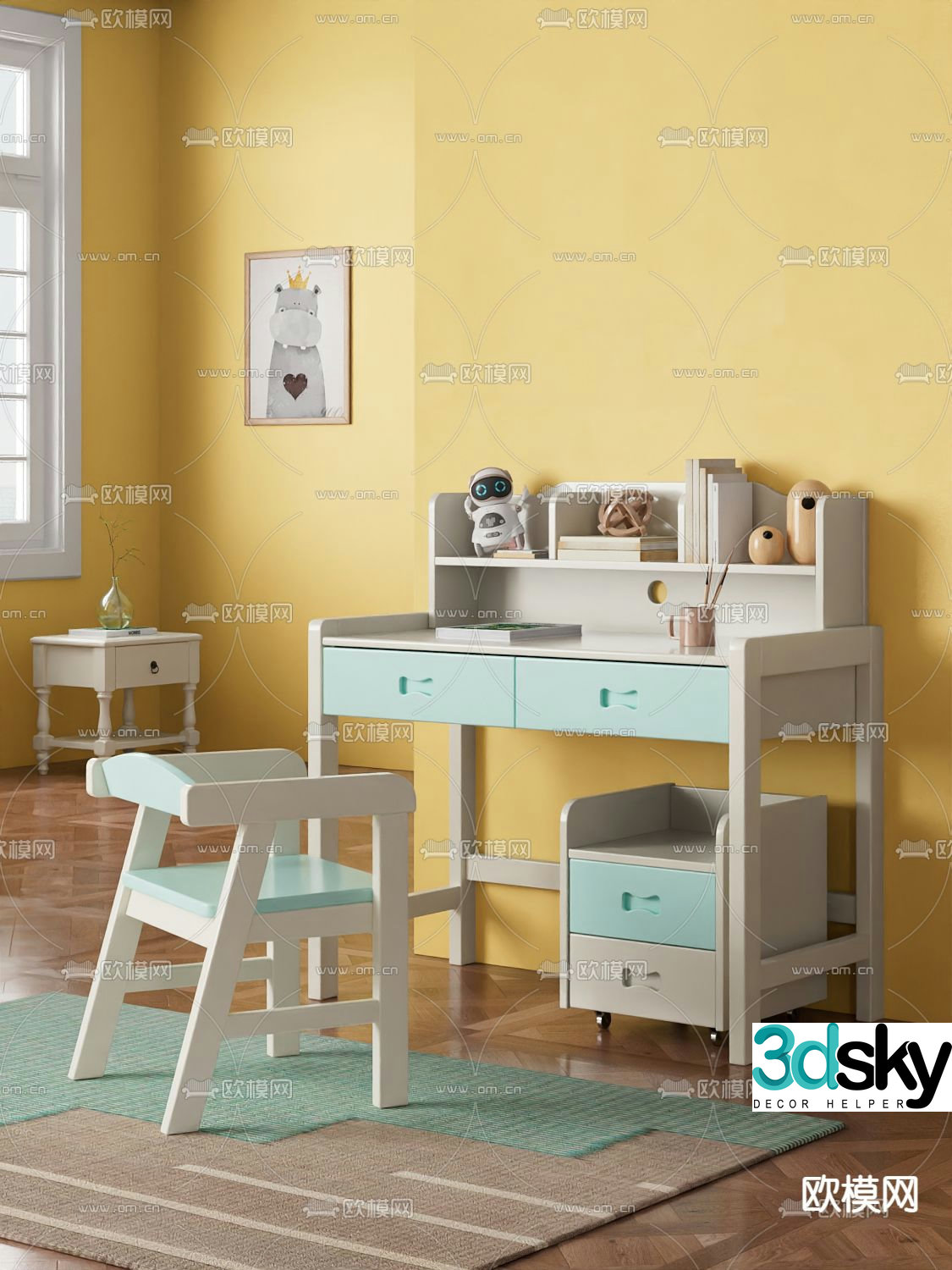 Children’s desk study table writing desk 3d model